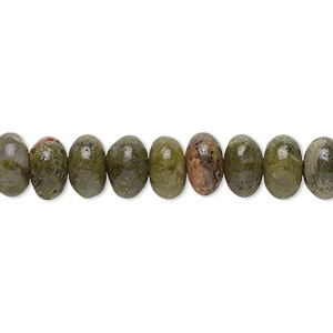 Bead, unakite (natural), 8x5mm rondelle, B grade, Mohs hardness 6 to 7. Sold per 15-1/2&quot; to 16&quot; strand.