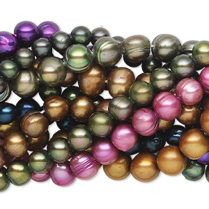 Pearl mix, cultured freshwater (dyed), mixed colors, 6mm-13x8mm mixed shape, D grade, Mohs hardness 2-1/2 to 4. Sold per pkg of (10) 15&quot; to 16&quot; strands.