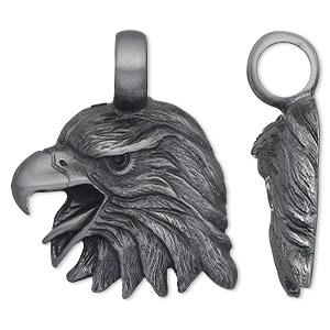 Pendant, &quot;pewter&quot; (zinc-based alloy), 35x28mm eagle head. Sold individually.