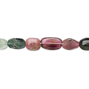 Bead, multi-tourmaline (natural), 7x5mm-9x6mm hand-cut flat oval, C grade, Mohs hardness 7 to 7-1/2. Sold per 15&quot; to 16&quot; strand.