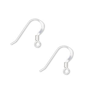 Ear wire, sterling silver-filled, 14mm flat fishhook with 2mm coil and open loop, 22 gauge. Sold per pkg of 5 pairs.