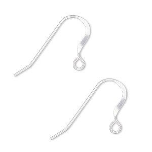 Ear wire, sterling silver-filled, 16mm flat fishhook with open loop, 21 gauge. Sold per pkg of 5 pairs.