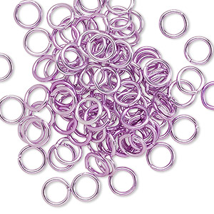 Jump ring, anodized aluminum, light purple, 6mm round, 4.2mm inside diameter, 18 gauge. Sold per pkg of 100.