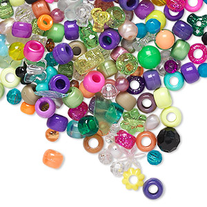 Bead mix, styrene and acrylic, mixed colors, 5x5mm-24x18mm mixed shapes. Sold per pkg of 1 pound, approximately 2,000 beads.