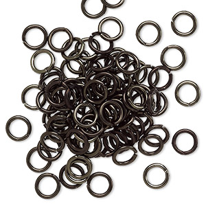 Jump ring, anodized aluminum, black, 8mm round, 5.4mm inside diameter, 16  gauge. Sold per pkg of 100. - Fire Mountain Gems and Beads