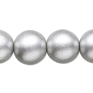 Bead, painted Taiwanese cheesewood (coated), metallic silver, 14-16mm round. Sold per 15-1/2&quot; to 16&quot; strand.