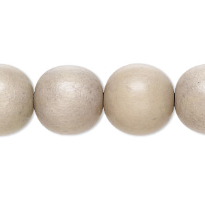 Bead, wood (dyed / waxed), beige, 15mm round with 2-3mm hole. Sold per 15-1/2&quot; to 16&quot; strand.