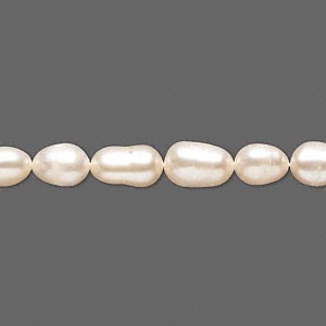 Pearl, cultured freshwater , peach, 6mm flat-sided rice, D grade, Mohs hardness 2-1/2 to 4. Sold per 16-inch strand.