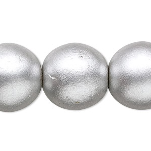 Bead, painted Taiwanese cheesewood (coated), metallic silver, 19-20mm round. Sold per 15-1/2&quot; to 16&quot; strand.