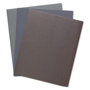 Sandpaper, silicon carbide, grey, 600 / 1200 / 2000 grit, 11x9-inch rectangle. Sold per pkg of 3.