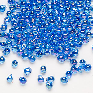 Seed bead, Miyuki, glass, transparent rainbow medium blue, (DP261), 4x3 ...
