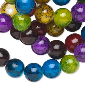 Bead, glass, assorted transparent colors, 8mm round. Sold per pkg of (10)  15-1/2 to 16 strands. - Fire Mountain Gems and Beads