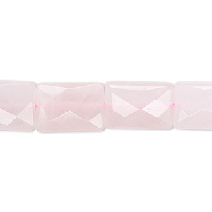 Bead, rose quartz (natural), 14x10mm faceted puffed rectangle, B grade, Mohs hardness 7. Sold per 15-1/2&quot; to 16&quot; strand.