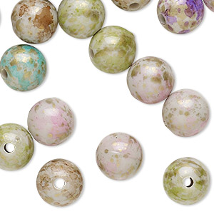 Bead mix, acrylic, mixed colors, 10mm round with speckles. Sold per pkg of 100.