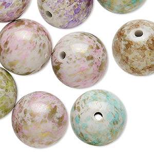 Bead mix, acrylic, mixed colors, 20mm round with speckles and 2.5-3mm hole. Sold per pkg of 25.