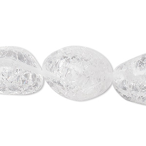 Bead, ice flake quartz (heated), medium tumbled nugget, Mohs hardness 7. Sold per 15-1/2&quot; to 16&quot; strand.
