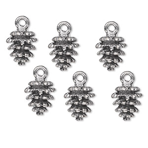 Charm, antiqued pewter (tin-based alloy), 10.5x9mm fir cone. Sold per pkg of 6.