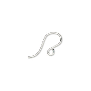 Ear wire, Argentium® silver, 12mm shepherd's hook with open loop, 20 ...