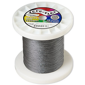 Beading wire, Accu-Flex®, nylon and stainless steel, gunmetal, 49