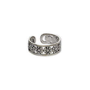 Silver Toe Ring, Flower Toe Ring, Silver Adjustable Toe Ring