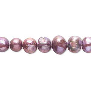 Pearl, cultured freshwater (dyed), orchid, 6-7mm flat-sided potato, D grade, Mohs hardness 2-1/2 to 4. Sold per 16-inch strand.