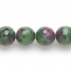 Bead, ruby in zoisite (natural), 12-13mm faceted round, B- grade, Mohs hardness 6 to 7. Sold per 15&quot; to 16&quot; strand.