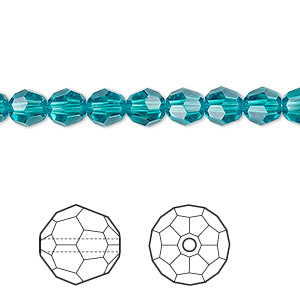 Bead, Crystal Passions&reg;, blue zircon, 6mm faceted round (5000). Sold per pkg of 12.