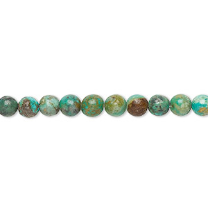 Bead, turquoise (dyed / stabilized), 4mm round, C grade, Mohs hardness 5 to 6. Sold per 15-1/2&quot; to 16&quot; strand.