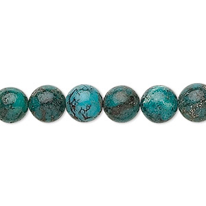 Bead, turquoise (dyed / stabilized), 8mm round, C grade, Mohs hardness 5 to 6. Sold per 15-1/2&quot; to 16&quot; strand.