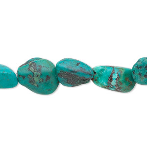 Bead, turquoise (dyed / stabilized), blue, small to medium nugget, Mohs hardness 5 to 6. Sold per 15-1/2&quot; to 16&quot; strand.