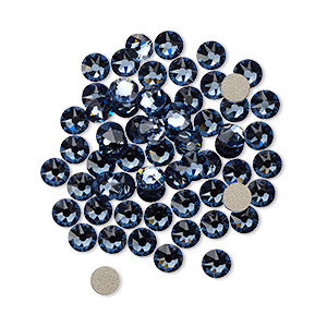 Flat back, Crystal Passions&reg;, denim blue, foil back, 3.8-4mm round rose (2088), SS16. Sold per pkg of 144 (1 gross).