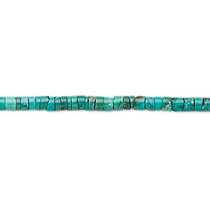 Bead, turquoise (dyed / stabilized), 3x2mm heishi, B grade, Mohs hardness 5 to 6. Sold per 15-1/2&quot; to 16&quot; strand.