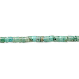 Bead, turquoise (dyed / stabilized), 3x2mm heishi, C grade, Mohs hardness 5 to 6. Sold per 15-1/2&quot; to 16&quot; strand.