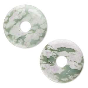 Focal, peace &quot;jade&quot; (serpentine / white quartz) (natural), 40mm round donut, B grade, Mohs hardness 6 to 6-1/2. Sold per pkg of 2.