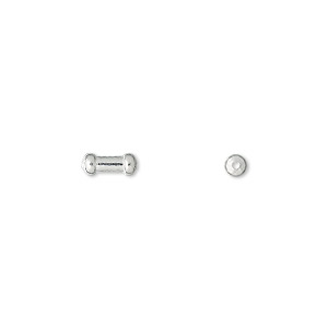 Bead, silver-plated brass, 7x3mm smooth tube. Sold per pkg of 100.