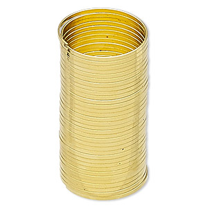 Memory wire, Beadalon&reg;, gold-plated carbon steel, 3/4 inch flat ring, 1x0.5mm-1.2x0.6mm flat. Sold per 0.35-ounce pkg, approximately 33 loops.