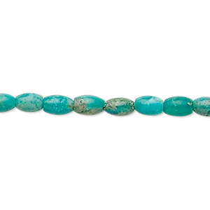 Bead, turquoise (dyed / stabilized), 6x4mm oval, B grade, Mohs hardness 5 to 6. Sold per 15-1/2&quot; to 16&quot; strand.