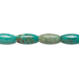 Bead, turquoise (dyed / stabilized), 12x6mm oval, B grade, Mohs hardness 5 to 6. Sold per 15&quot; to 16&quot; strand.