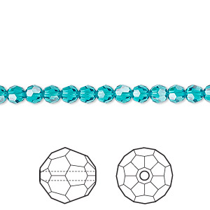 Bead, Crystal Passions&reg;, blue zircon, 4mm faceted round (5000). Sold per pkg of 12.