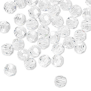 Bead, Asfour Crystal, crystal clear, 6mm faceted round. Sold per pkg of 42.