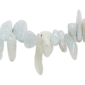 Bead, aquamarine (heated), extra-large top-drilled Hawaiian chip, Mohs hardness 7-1/2 to 8. Sold per 15-inch strand.