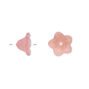 Component, acrylic, translucent frosted pink, 11x7mm flower. Sold per pkg of 100.