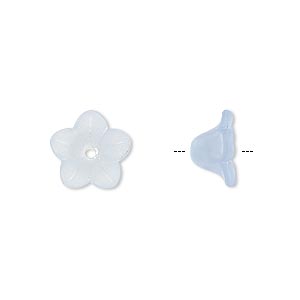 Component, acrylic, translucent frosted light blue, 11x7mm flower. Sold per pkg of 100.