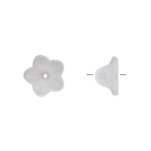 Component, acrylic, translucent frosted clear, 11x7mm flower. Sold per pkg of 100.