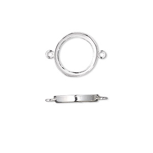Link, fine silver, 13mm open-back round with 12mm round bezel cup setting. Sold per pkg of 2.