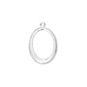 Drop, fine silver, 19x14mm oval with 18x13mm oval bezel setting. Sold individually.