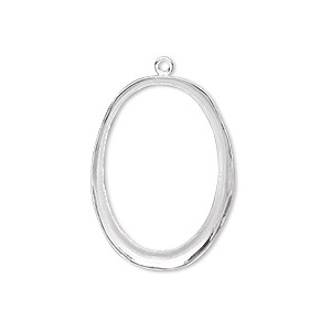 Drop, fine silver, 26x19mm oval with 25x18mm oval bezel setting. Sold individually.