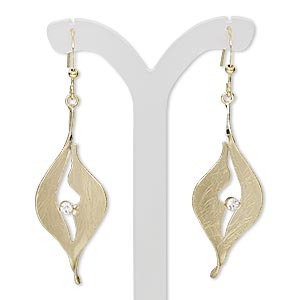 Earring, gold-finished pewter (zinc-based alloy), 40.5mm