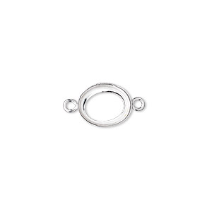 Link, fine silver, 11x9mm open-back oval with 10x8mm oval bezel cup setting. Sold per pkg of 2.