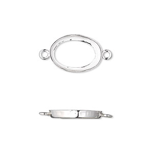 Link, fine silver, 15x11mm open-back oval with 14x10mm oval bezel cup setting. Sold per pkg of 2.